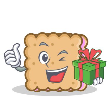 Hediye bisküvi karikatür karakter stiliyle