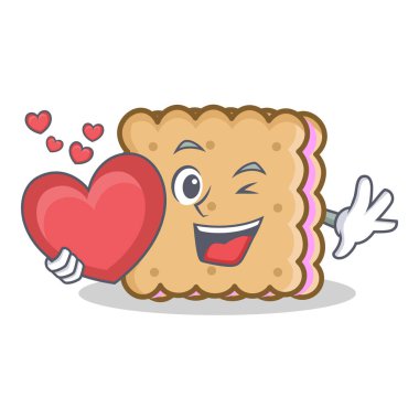Bisküvi karakter stili ile kalp karikatür