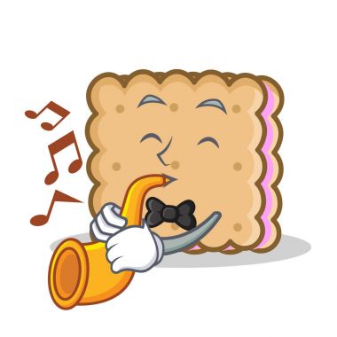 karakter stili trompet ile bisküvi karikatür