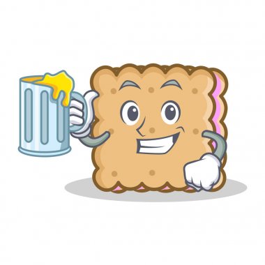 Suyu bisküvi karakter karikatür tarzı ile