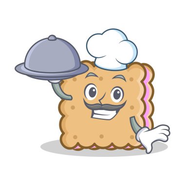 Şef gıda bisküvi karakter karikatür tarzı ile