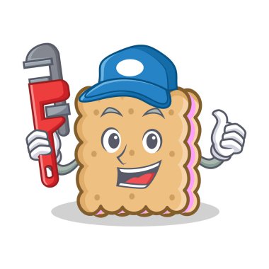 Tesisatçı bisküvi karikatür karakter stili