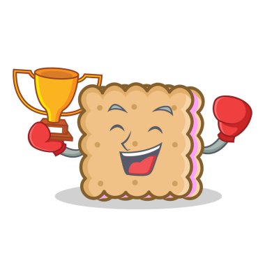 Boks şampiyonu bisküvi karikatür karakter stili