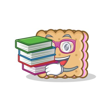 Öğrenci kitap bisküvi ile karikatür karakter stili