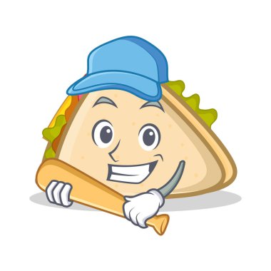 Oyun beysbol sandviç karakter karikatür tarzı