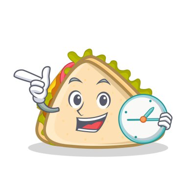 Saat sandviç karakter karikatür tarzı ile