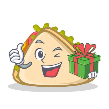 sandviç karakter karikatür tarzı hediye ile