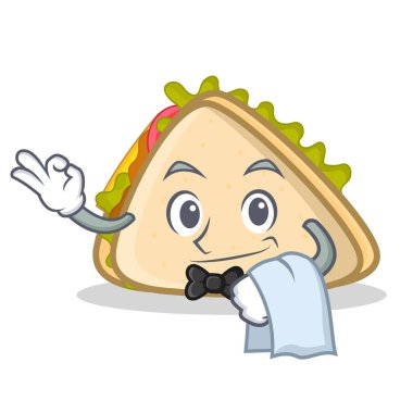 Garson sandviç karakter karikatür tarzı