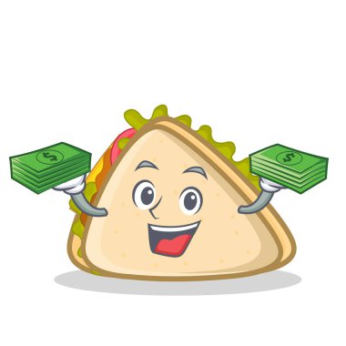 Para sandviç karakter karikatür tarzı ile