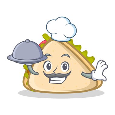 Şef sandviç karakter karikatür tarzı gıda ile