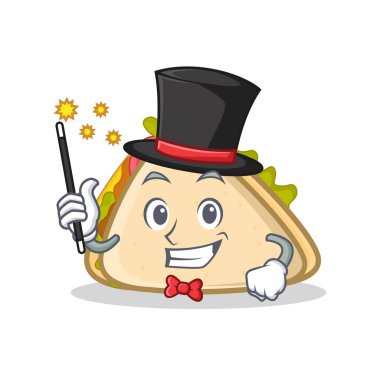 Sihirbaz sandviç karakter karikatür tarzı