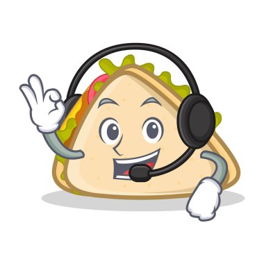 Kulaklık sandviç karakter karikatür tarzı ile