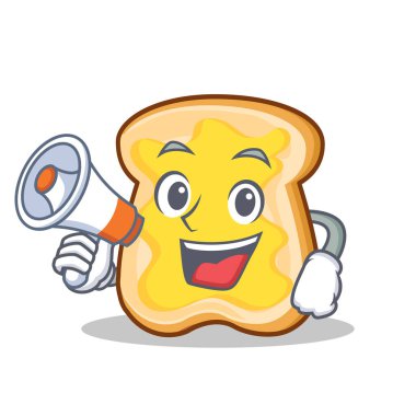 Megafon dilim ekmek çizgi film karakteri ile
