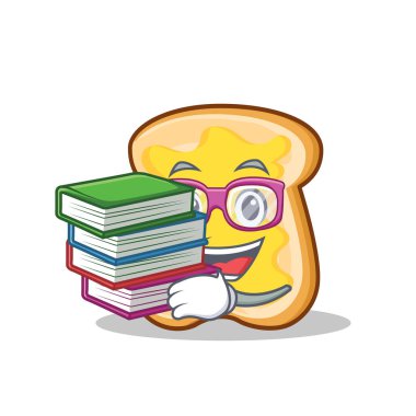 Öğrenci kitap dilim ekmek çizgi film karakteri ile