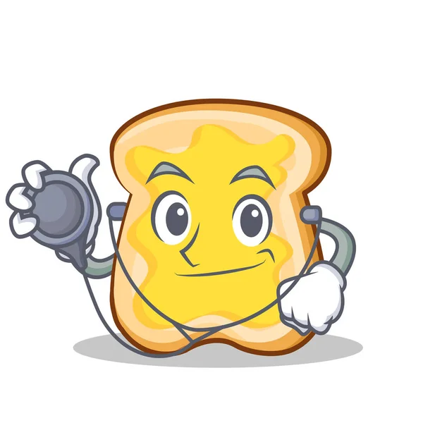 Doctor rebanada de pan personaje de dibujos animados — Vector de stock