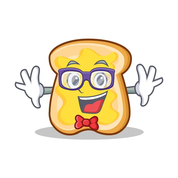 Geek rebanada de pan personaje de dibujos animados — Vector de stock