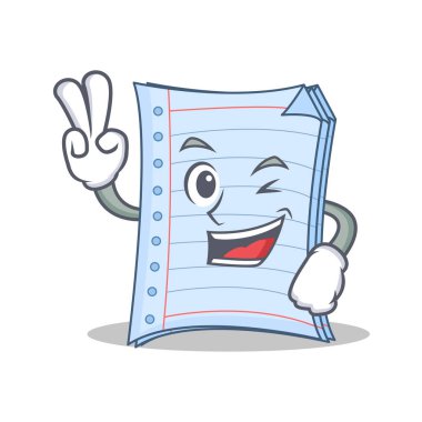 İki defter karakter karikatür tarzı parmak