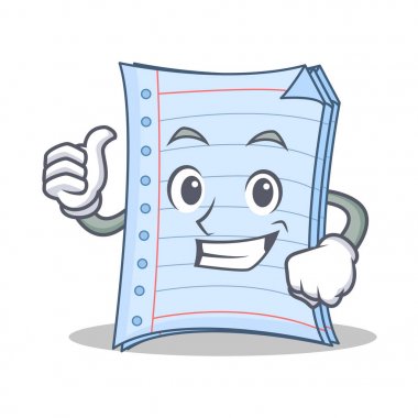 Defter karakter karikatür tarzı başparmak