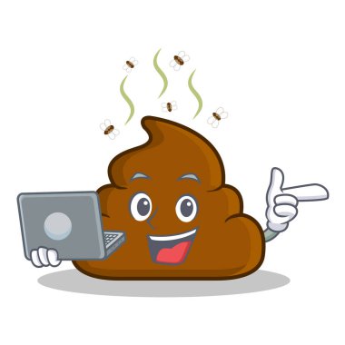 Dizüstü kaka ifade karakter karikatür ile