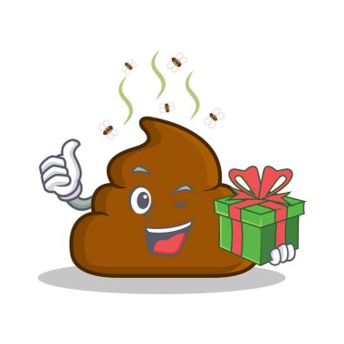 Hediye kaka ifade karakter karikatür ile