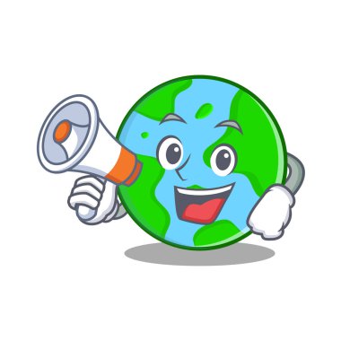 Megafon dünya küre karakter karikatür ile