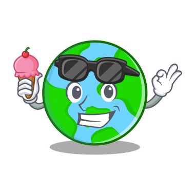 Dondurma dünya küre karakter karikatür ile