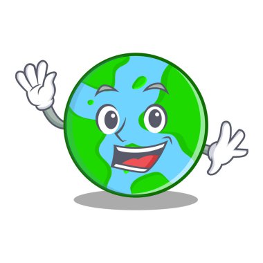 Dünya küre karakter karikatür sallayarak