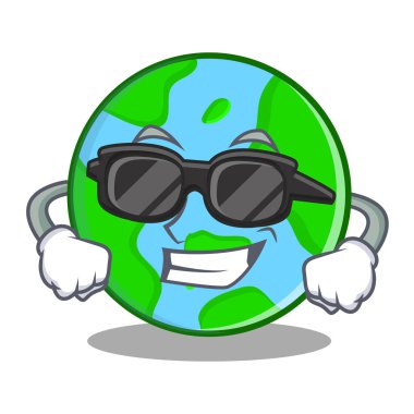 Süper cool dünya küre karakter karikatür
