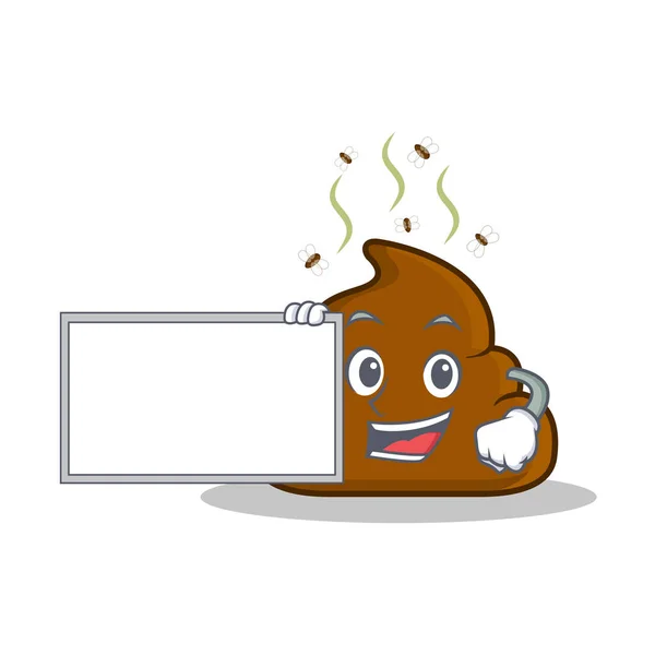 Con tablero Poop emoticono personaje de dibujos animados — Vector de stock