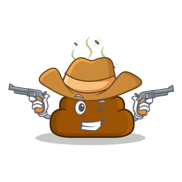 Cowboy Poop Emoticon Charakter Cartoon — Stockvektor