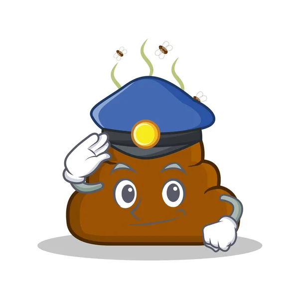 Policía Poop emoticono personaje de dibujos animados — Vector de stock