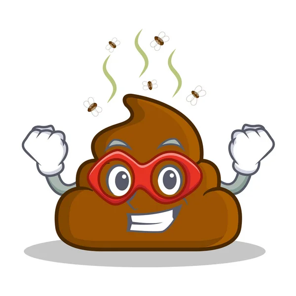 Superhelden poop emoticon figur cartoon — Stockvektor