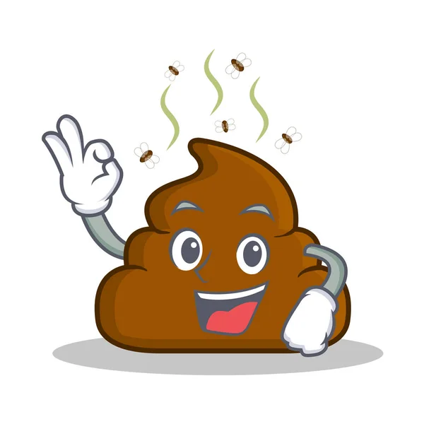 Ok Poop emoticono personaje de dibujos animados — Vector de stock