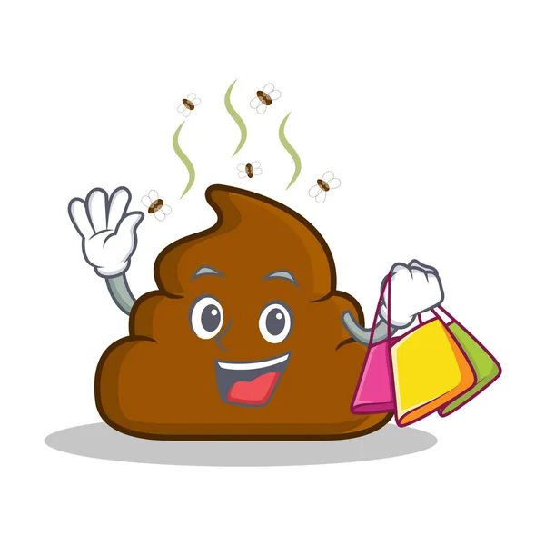 Compras Poop emoticono personaje de dibujos animados — Archivo Imágenes Vectoriales