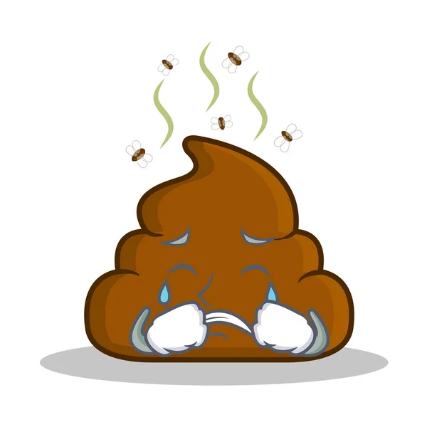Crying Poop emoticon character cartoon — Stock Vector