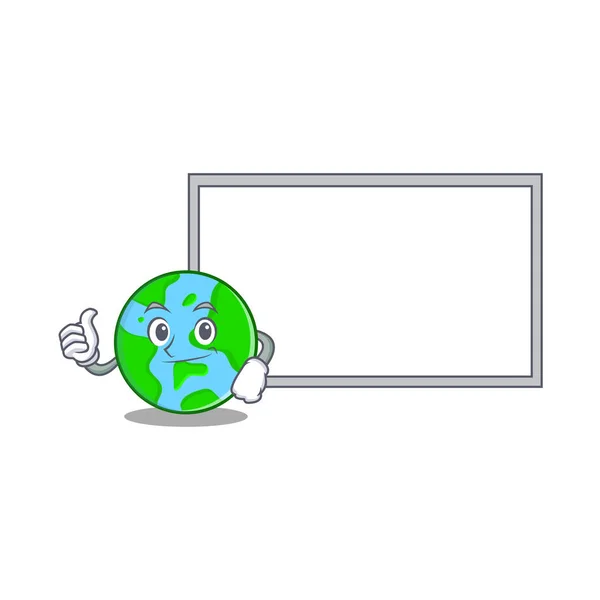 Poseren met bestuur wereld globe karakter cartoon — Stockvector