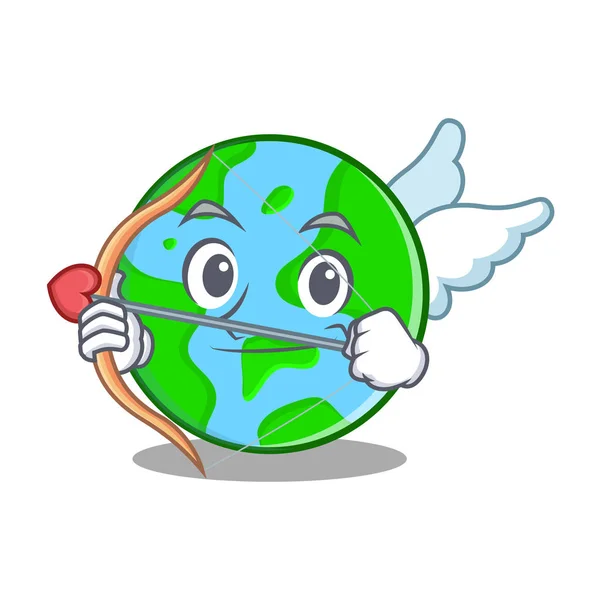 Cupid světa globe znakové karikatury — Stockový vektor