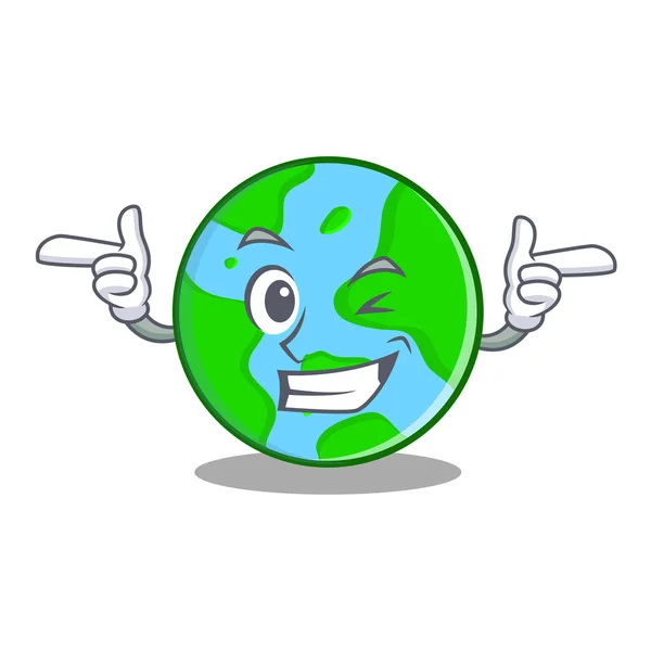 Mrknutí světa globe znakové karikatury — Stockový vektor