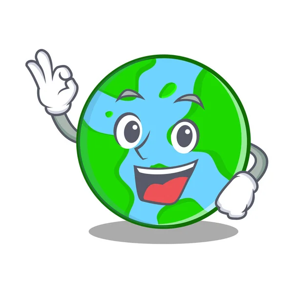 Okay Welt Globus Charakter Cartoon — Stockvektor