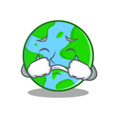Ağlayan dünya küre karakter karikatür