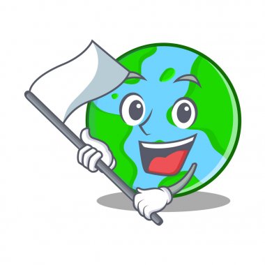 Bayrak dünya küre karakter karikatür ile