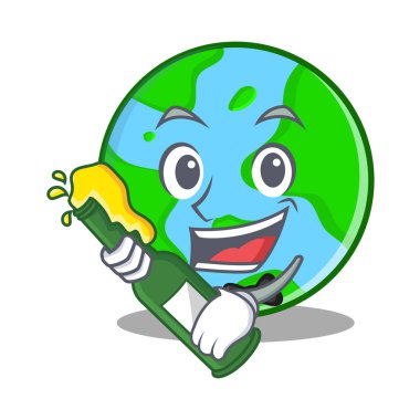 Bira dünya küre karakter karikatür ile