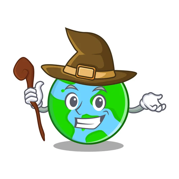 Hexe Welt Globus Charakter Cartoon — Stockvektor
