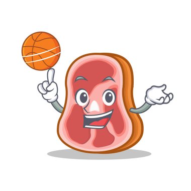 Basketbol oynarken et karakter karikatür gıda