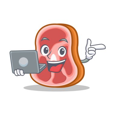 Dizüstü et karakter karikatür gıda ile