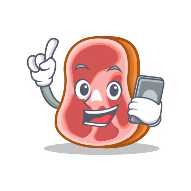 Telefon et karakter karikatür yemek ile