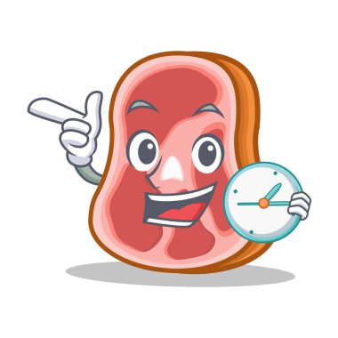 Saat et karakter karikatür gıda ile