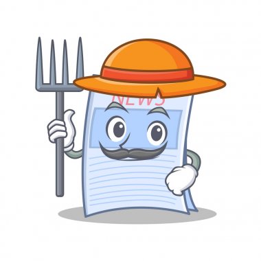 Çiftçi gazete karakter karikatür tarzı