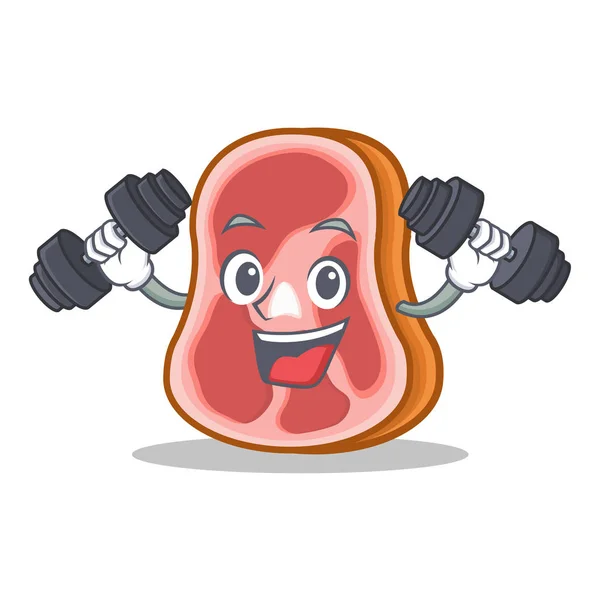 Fitnes carne carácter dibujos animados alimentos — Vector de stock