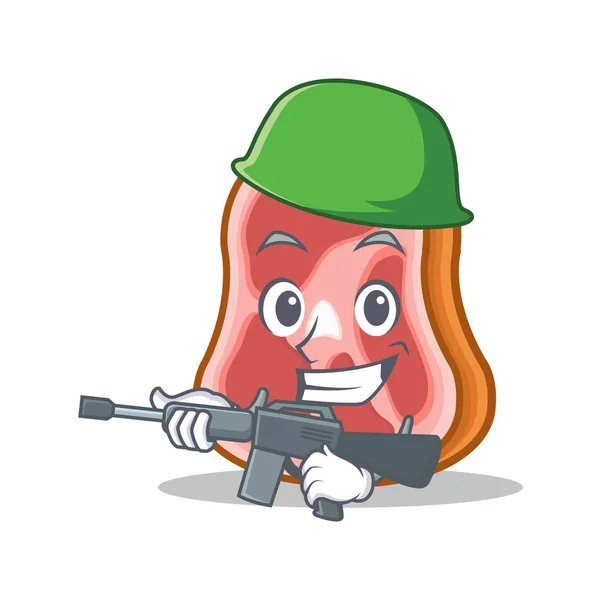 Ejército de carne personaje de dibujos animados alimentos — Vector de stock